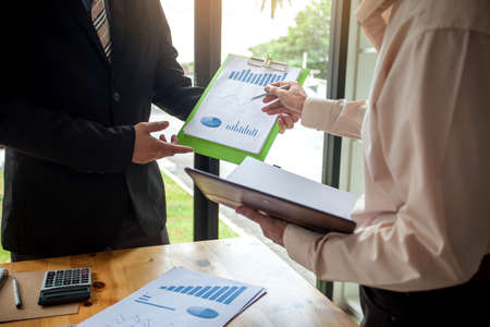 Business people meeting time. working with new startup project. Idea presentation, analyze plans.の写真素材