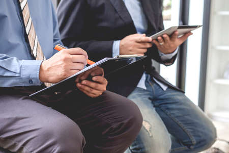 Business people meeting time. working with new startup project. Idea presentation, analyze plans.の写真素材