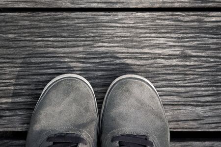 Shoes on the wooden floorの写真素材