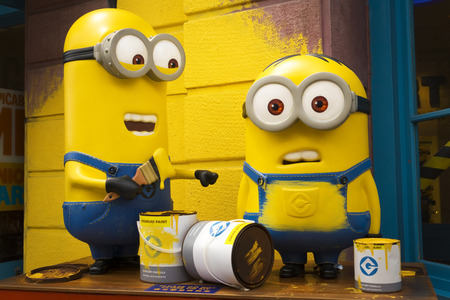 UNIVERSAL STUDIOS SINGAPORE - FEBRUARY 2 2017 : Minion Model at Universal Studios Singapore.のeditorial素材