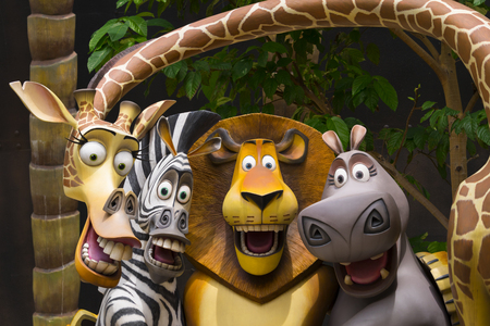 UNIVERSAL STUDIOS SINGAPORE - FEBRUARY 2 2017 : Madagascar at Universal Studios Singapore.のeditorial素材