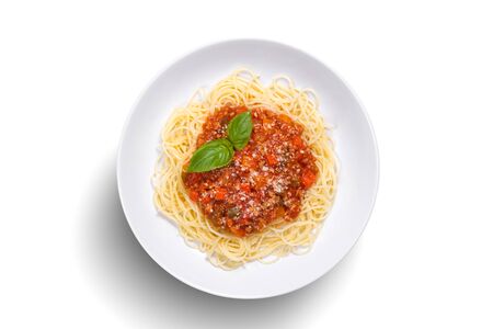 Spaghetti on isolated white backgroundの写真素材