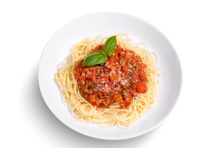Spaghetti on isolated white backgroundの写真素材