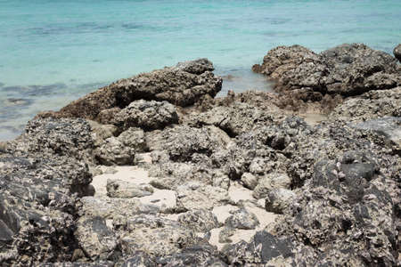 Rock on the beach with sea. Samae San island, Thailand.の写真素材