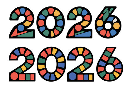 Happy New Year 2016. Set of colorful numbers. Vector illustration.