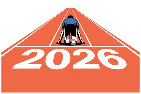 Vector illustration of a running track with numbers 2020 and a soccer playerのイラスト素材