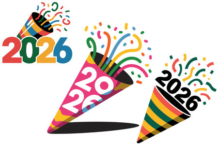 Happy New Year 2016. Vector illustration of a party popper.のイラスト素材