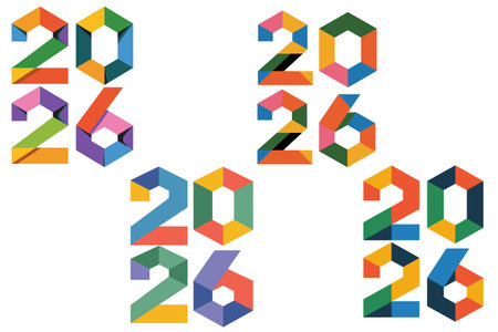2021 New Year geometric numbers on white background. Vector illustration.のイラスト素材