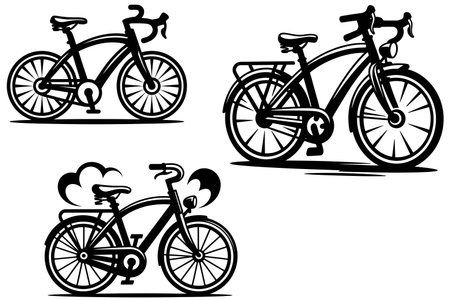 Bicycles.Black and White Bicycles.Vector illustration ready for vinyl cutting.のイラスト素材