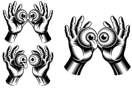 Hands Holding Eye Shapes.Vector illustration ready for vinyl cutting.のイラスト素材