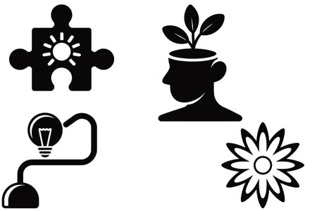 set of icons on the topic of the human mind and the ideaのイラスト素材
