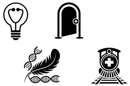 Set of black icons on the theme of science and medicine. Vector illustrationのイラスト素材