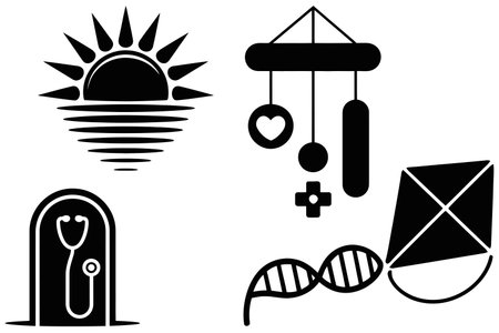 vector illustration of a set of icons on the theme of children's gamesのイラスト素材