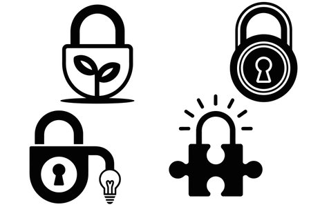 set of padlock icons, vector illustration in black and white colors