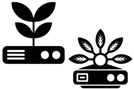 Icon of a router with a plant on a white background. Vector illustrationのイラスト素材