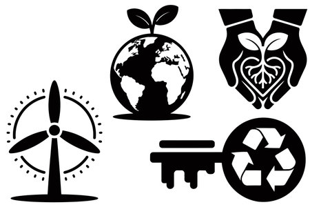 Ecology icons set on a white background. Vector illustration for designのイラスト素材