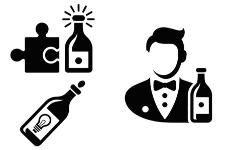 Bartender icon set, vector illustration. Flat design style.のイラスト素材