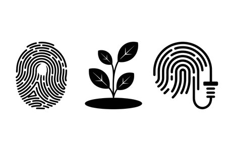 Fingerprint and plant icon on white background. Biometric identification. Vector illustrationのイラスト素材