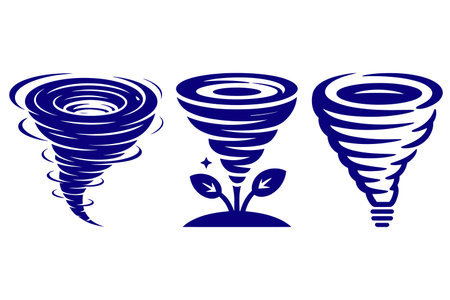 Tornado icon set. Silhouette of tornado vector iconsのイラスト素材