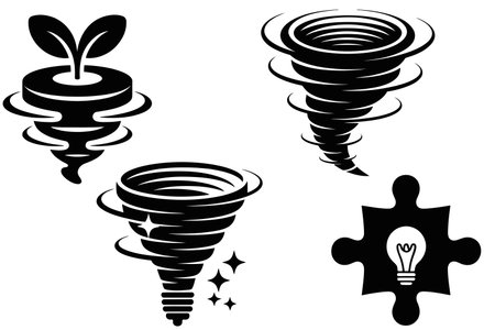 Tornados and Light Bulb.Vector illustration ready for vinyl cutting.のイラスト素材