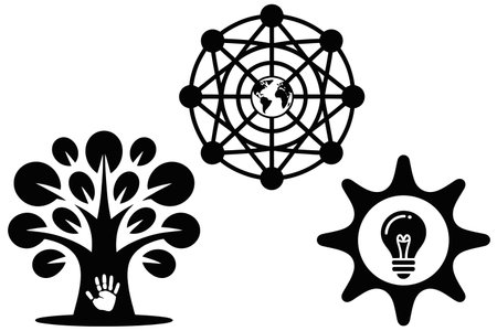 world with tree and lightbulb on white background, ecology conceptのイラスト素材