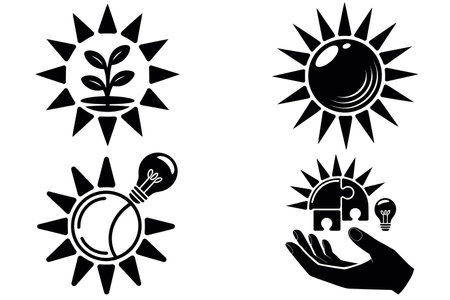 Set of sun icons. Vector illustration isolated on white background for graphic and web design.のイラスト素材