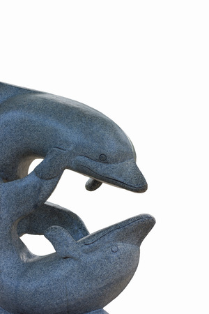 Rock pair of dolphins grayisolateonwhitebackgroundの写真素材