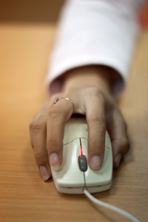 Operating on the computerの写真素材