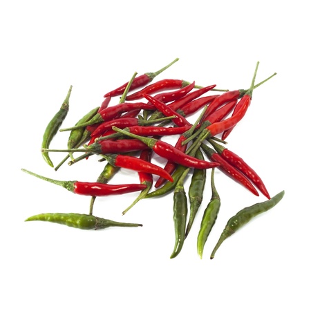 red and green chili pepperの写真素材