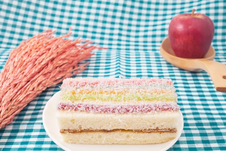 cake with coconut on deckの写真素材