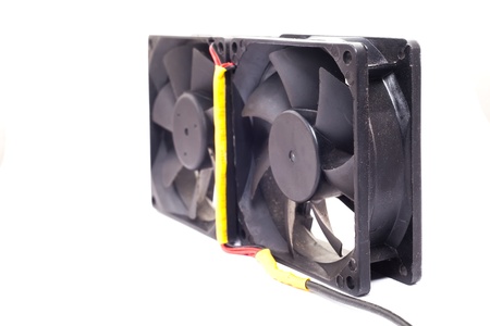 Computer case cooling fans isolated on white backgroundの写真素材