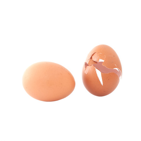 Broken egg isolated on white background