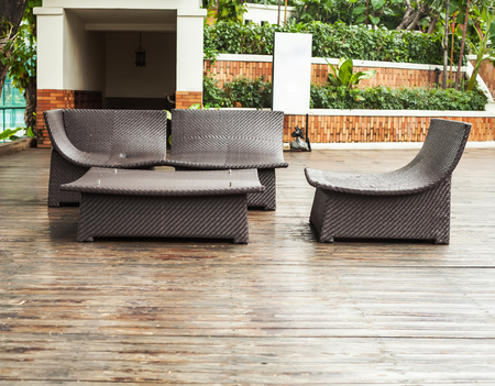 Poolside loungers at an exotic asian hotel.
の写真素材