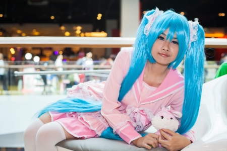 BANGKOK, THAILAND - SEPTEMBER 15:An unidentified 
Japanese anime cosplay pose in Japan Festa in Bangkok 
2013 on September 15, 2013 at Central rama9, Bangkok, 
Thailand. のeditorial素材