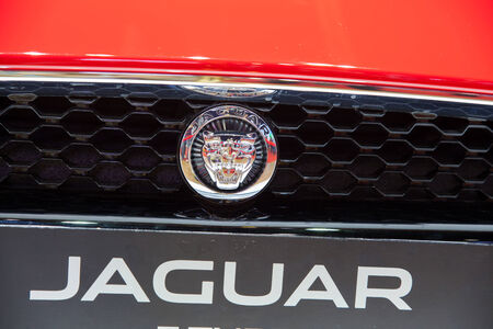 BANGKOK - MARCH 26   Logo of Jaguar sport car on display at The 35th Bangkok International Motor Show 2014 on March 26, 2014 in Bangkok, Thailand のeditorial素材