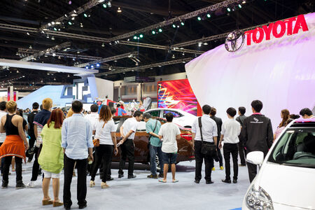 NONTHABURI - March 26  Unidentified people interesting with Toyota boot at The 35th Bangkok...