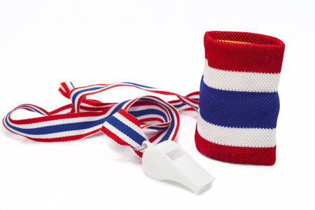 Thai Flag Wristband and Whistle isolated の写真素材