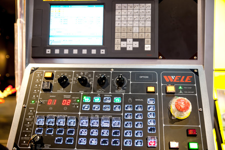 BANGKOK ,THAILAND - MAY 17: CNC Controller  in ASEAN's Leading Industrial Machinery and Subcontracting Exhibition 2014,on May 17, 2014 in Bangkok, Thailand.のeditorial素材