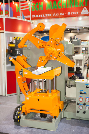 BANGKOK - JUNE 22  Industrial machinery display at MANUFACTURING EXPO 2014 on June 22,2014 in BITEC ,Bangkok, Thailand のeditorial素材