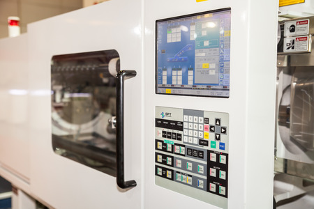 BANGKOK - JUNE 22   CNC milling machine  and control panel  at Manufacturing Expo 2014 on June...