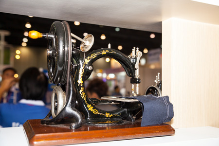 BANGKOK - JUNE 28  Retro sewing machine at Garment Manufacturers Sourcing 2014 on June 28,2014 in BITEC ,Bangkok, Thailand のeditorial素材