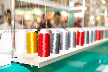 BANGKOK - JUNE 28  Colorful Thread roll at Garment Manufacturers Sourcing 2014 on June 28,2014 in BITEC ,Bangkok, Thailand のeditorial素材