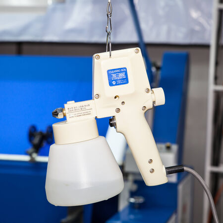 BANGKOK - JUNE 28  Cleancing gun at Garment Manufacturers Sourcing 2014 on June 28,2014 in BITEC ,Bangkok, Thailand のeditorial素材