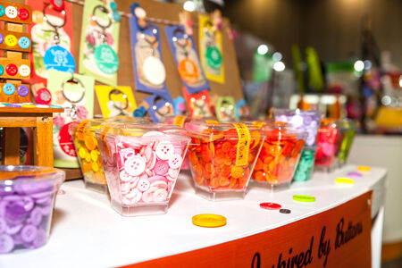 BANGKOK - JUNE 28 :Fansy buttons at Garment Manufacturers Sourcing 2014 2014 on June 28,2014 in BITEC ,Bangkok, Thailand.のeditorial素材