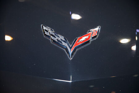 BANGKOK - AUGUST 16 :Corvette Logo on display at Big Motor Sale 2014 on Aug 16,2014 in BITEC...