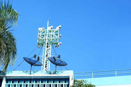 satellite dish with blue skyの写真素材