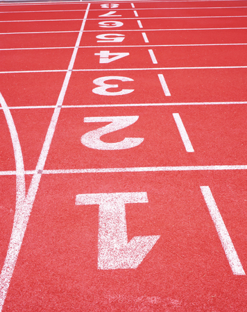 Red running track and sports stadium