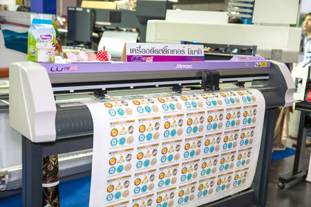 BANGKOK - SEPTEMBER 27 : cutting machines at GASMA PRINT 2014 on Sep 27,2014 in BITEC ,Bangkok,...