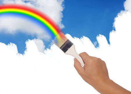 hand holding a decorating brush.の写真素材