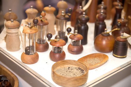 BANGKOK ,THAILAND - JANUARY 31:Handicraft pepper grinder at Made in Thailand in Focus 2015, on January 31, 2015 in Bangkok, Thailand.のeditorial素材